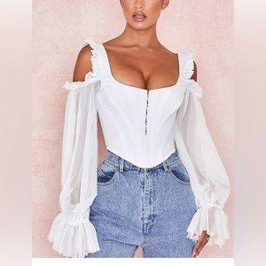 CLAUDETTE WHITE CORSET WITH DROP SLEEVES